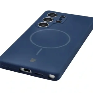 Silikonowe etui z pierścieniem magnetycznym Bizon Soft Case Magnetic do Samsung Galaxy S25 Ultra granatowe