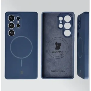 Silikonowe etui z pierścieniem magnetycznym Bizon Soft Case Magnetic do Samsung Galaxy S25 Ultra granatowe