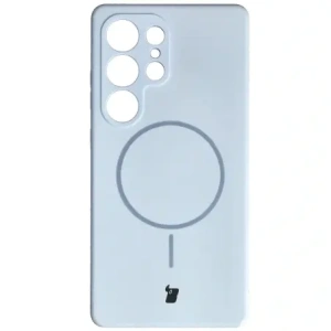 Silikonowe etui z pierścieniem magnetycznym Bizon Soft Case Magnetic do Samsung Galaxy S25 Ultra błękitne