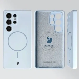 Silikonowe etui z pierścieniem magnetycznym Bizon Soft Case Magnetic do Samsung Galaxy S25 Ultra błękitne