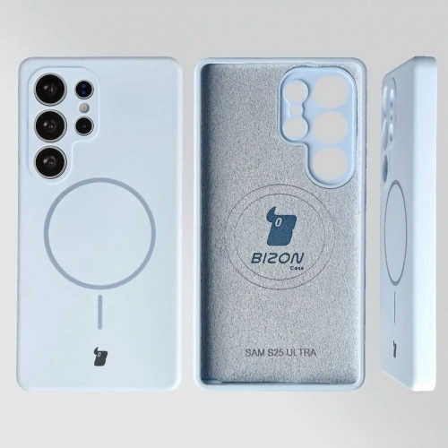 Silikonowe etui z pierścieniem magnetycznym Bizon Soft Case Magnetic do Samsung Galaxy S25 Ultra błękitne