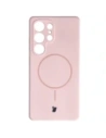 Silikonowe etui z pierścieniem magnetycznym Bizon Soft Case Magnetic do Samsung Galaxy S25 Ultra jasnoróżowe