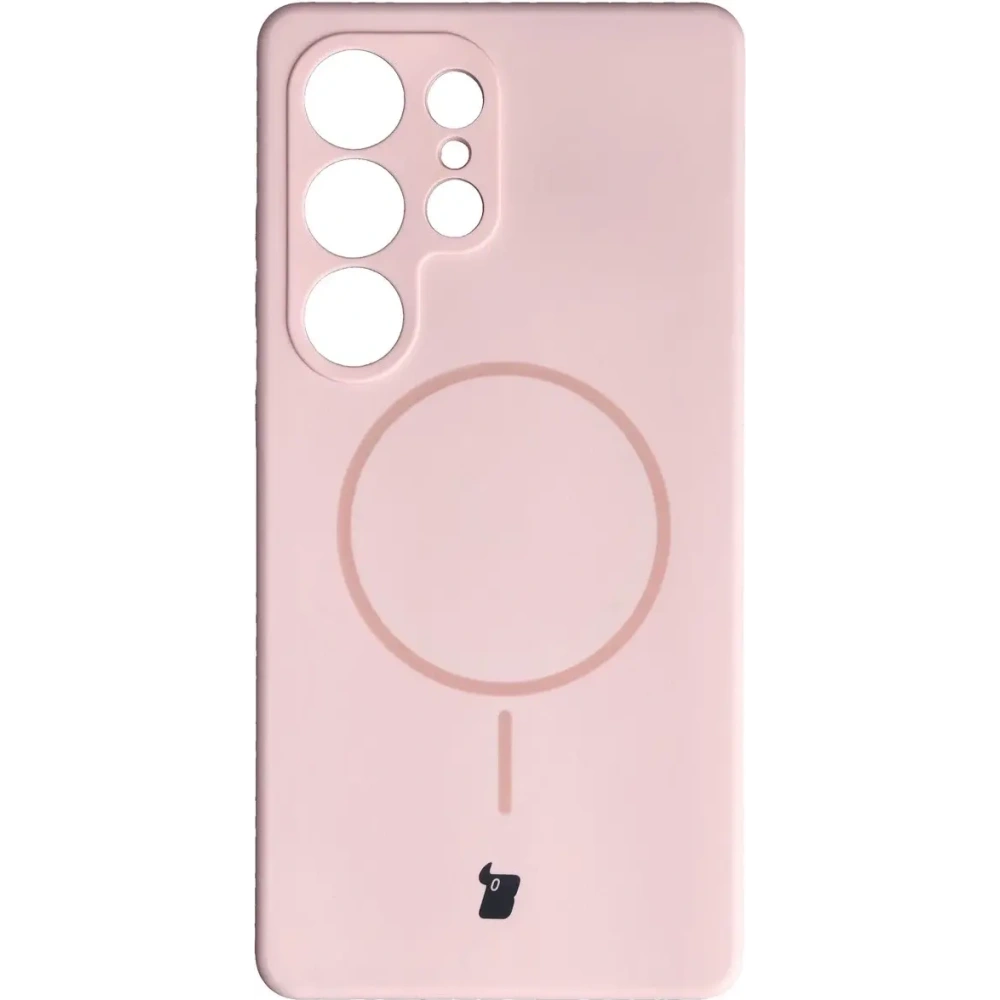 Silikonowe etui z pierścieniem magnetycznym Bizon Soft Case Magnetic do Samsung Galaxy S25 Ultra jasnoróżowe