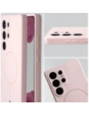 Silikonowe etui z pierścieniem magnetycznym Bizon Soft Case Magnetic do Samsung Galaxy S25 Ultra jasnoróżowe