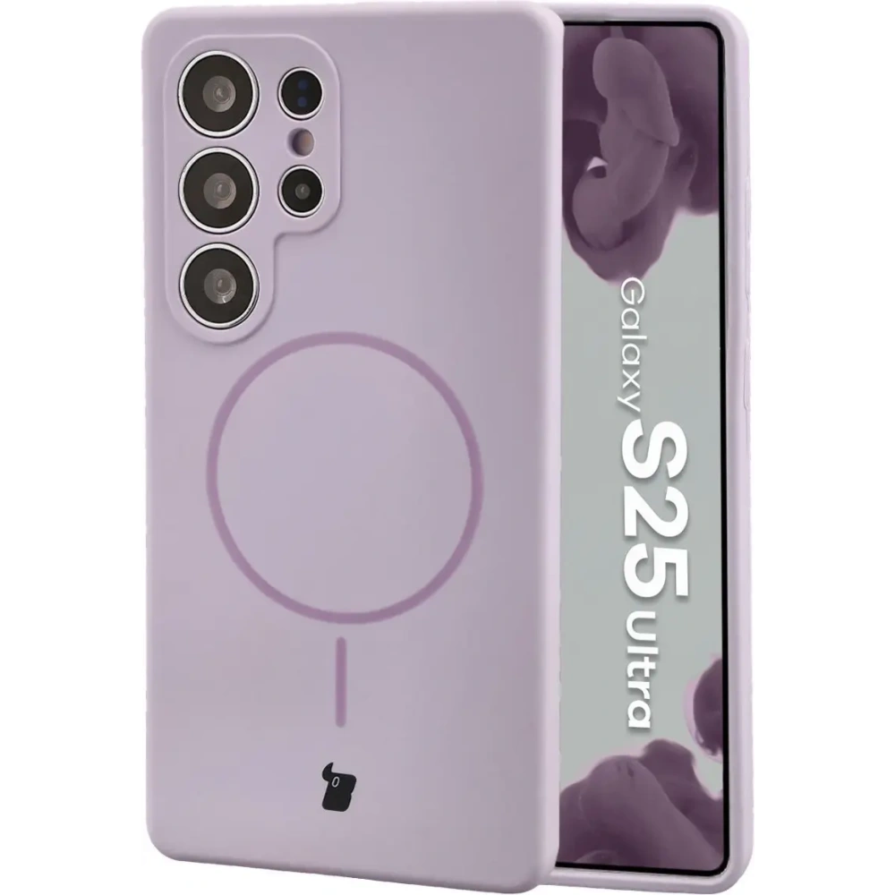 Silikonowe etui z pierścieniem magnetycznym Bizon Soft Case Magnetic do Samsung Galaxy S25 Ultra jasnofioletowe