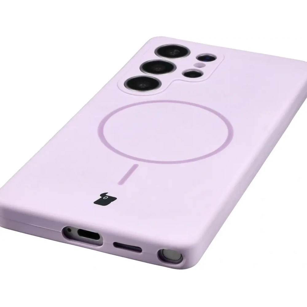 Silikonowe etui z pierścieniem magnetycznym Bizon Soft Case Magnetic do Samsung Galaxy S25 Ultra jasnofioletowe
