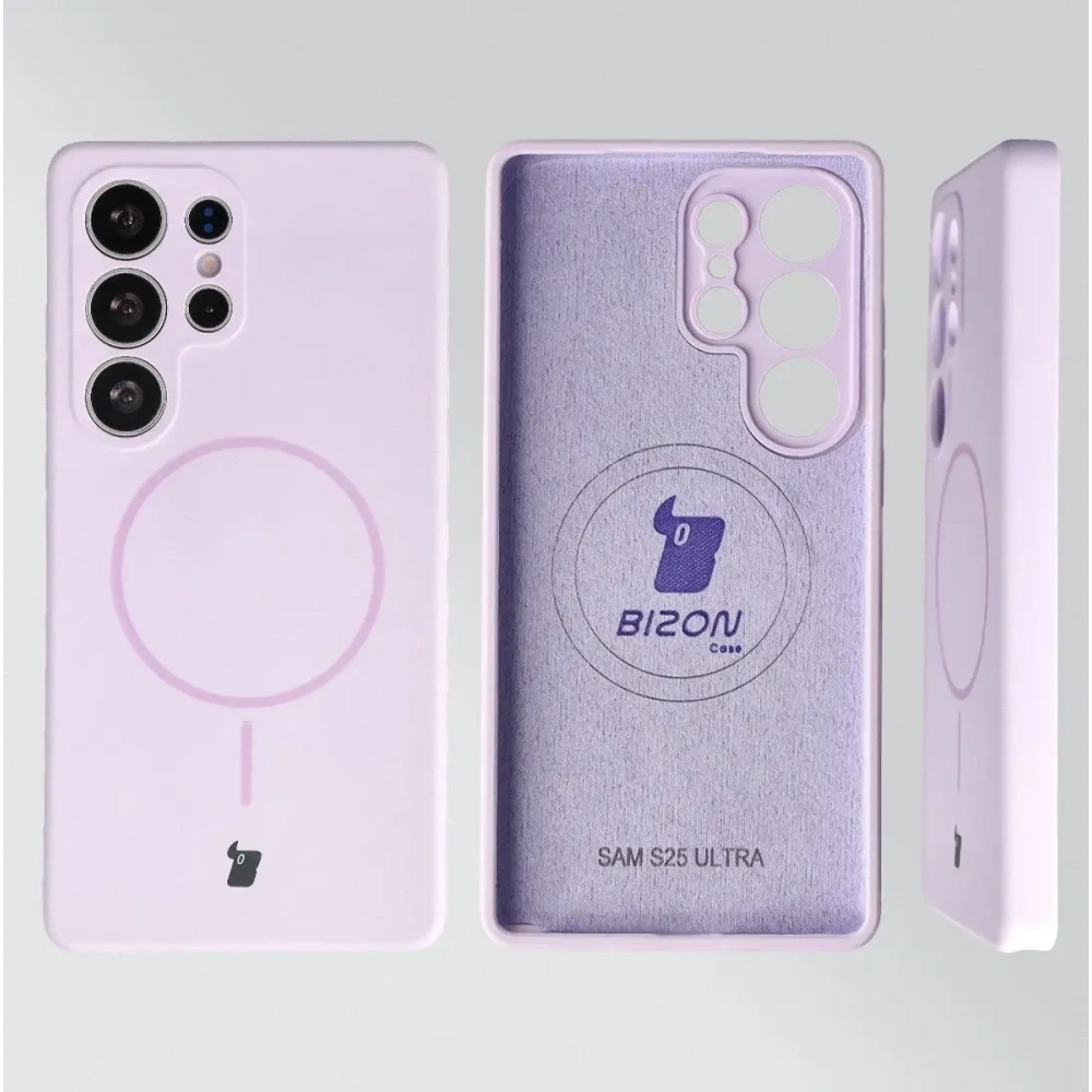 Silikonowe etui z pierścieniem magnetycznym Bizon Soft Case Magnetic do Samsung Galaxy S25 Ultra jasnofioletowe