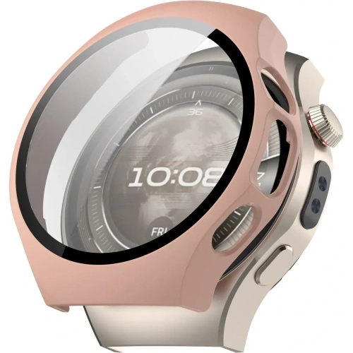 Etui ze szkłem do zegarka Bizon Case+Glass Watch do Huawei Watch 5 42mm różowe