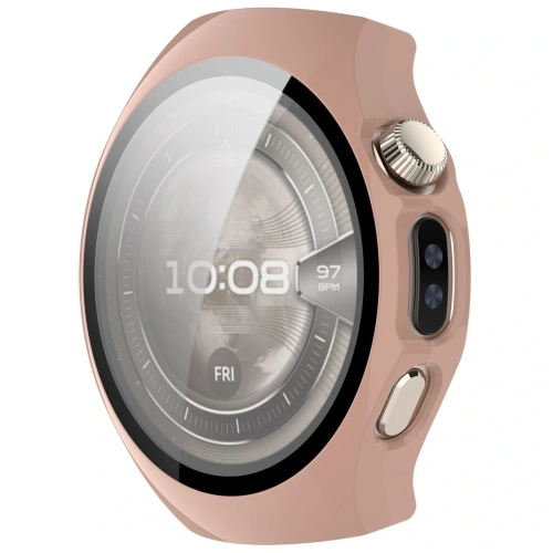Etui ze szkłem do zegarka Bizon Case+Glass Watch do Huawei Watch 5 46mm różowe