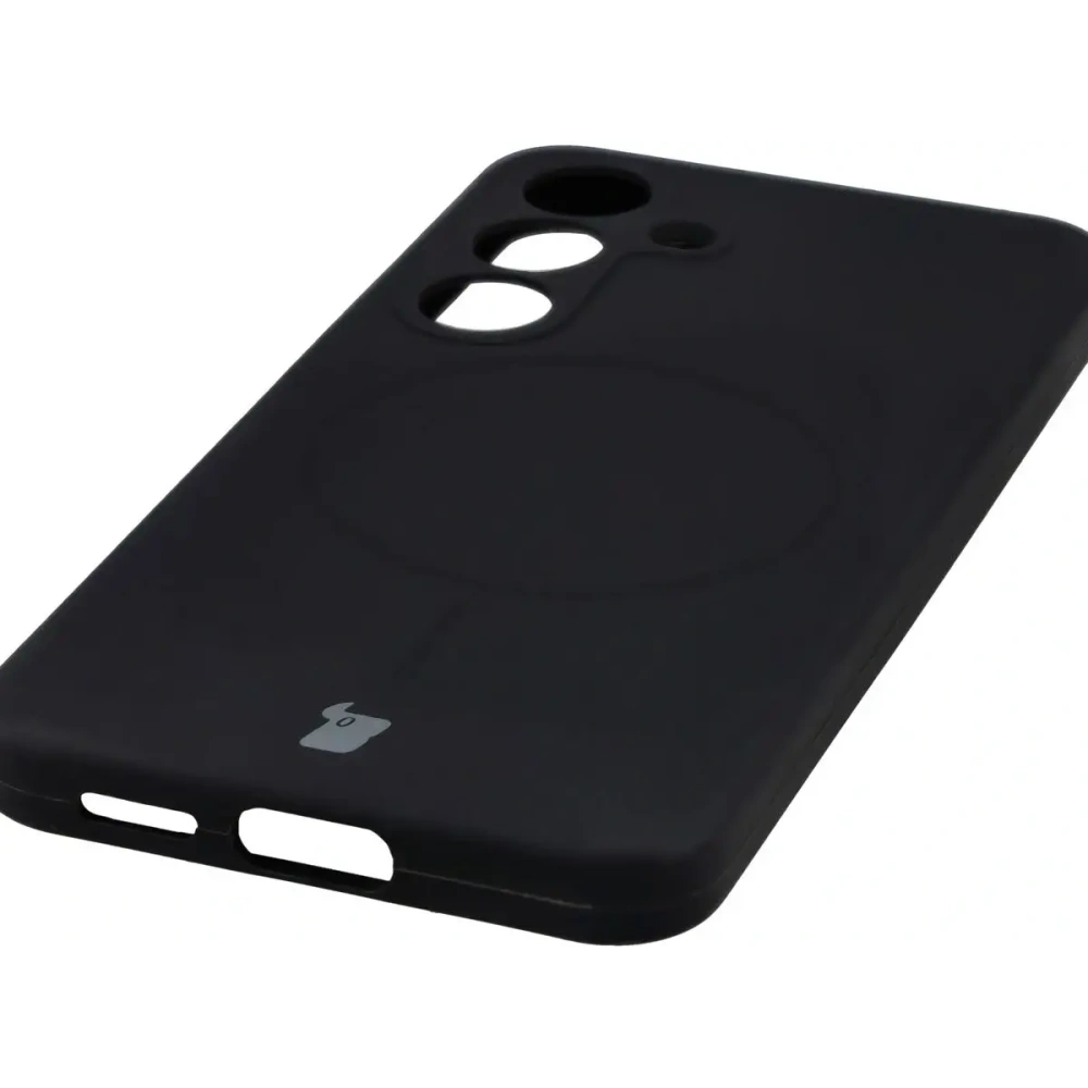 Silikonowe etui z pierścieniem magnetycznym Bizon Soft Case Magnetic do Samsung Galaxy S25 czarne