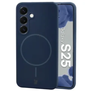 Silikonowe etui z pierścieniem magnetycznym Bizon Soft Case Magnetic do Samsung Galaxy S25 granatowe