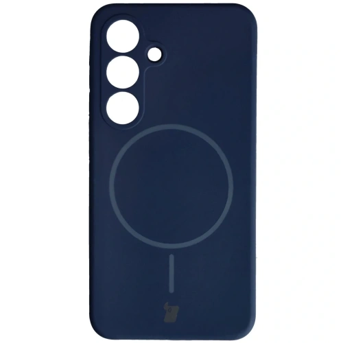 Silikonowe etui z pierścieniem magnetycznym Bizon Soft Case Magnetic do Samsung Galaxy S25 granatowe
