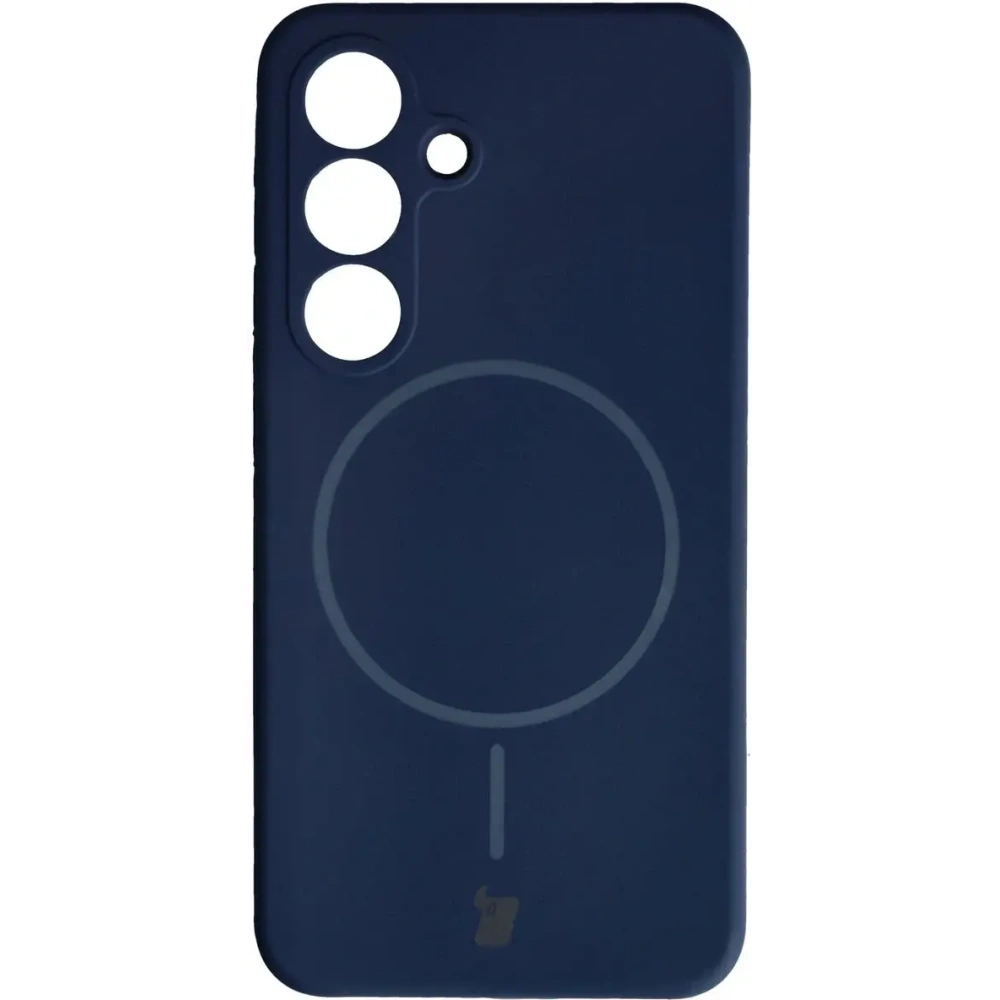 Silikonowe etui z pierścieniem magnetycznym Bizon Soft Case Magnetic do Samsung Galaxy S25 granatowe