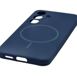 Silikonowe etui z pierścieniem magnetycznym Bizon Soft Case Magnetic do Samsung Galaxy S25 granatowe