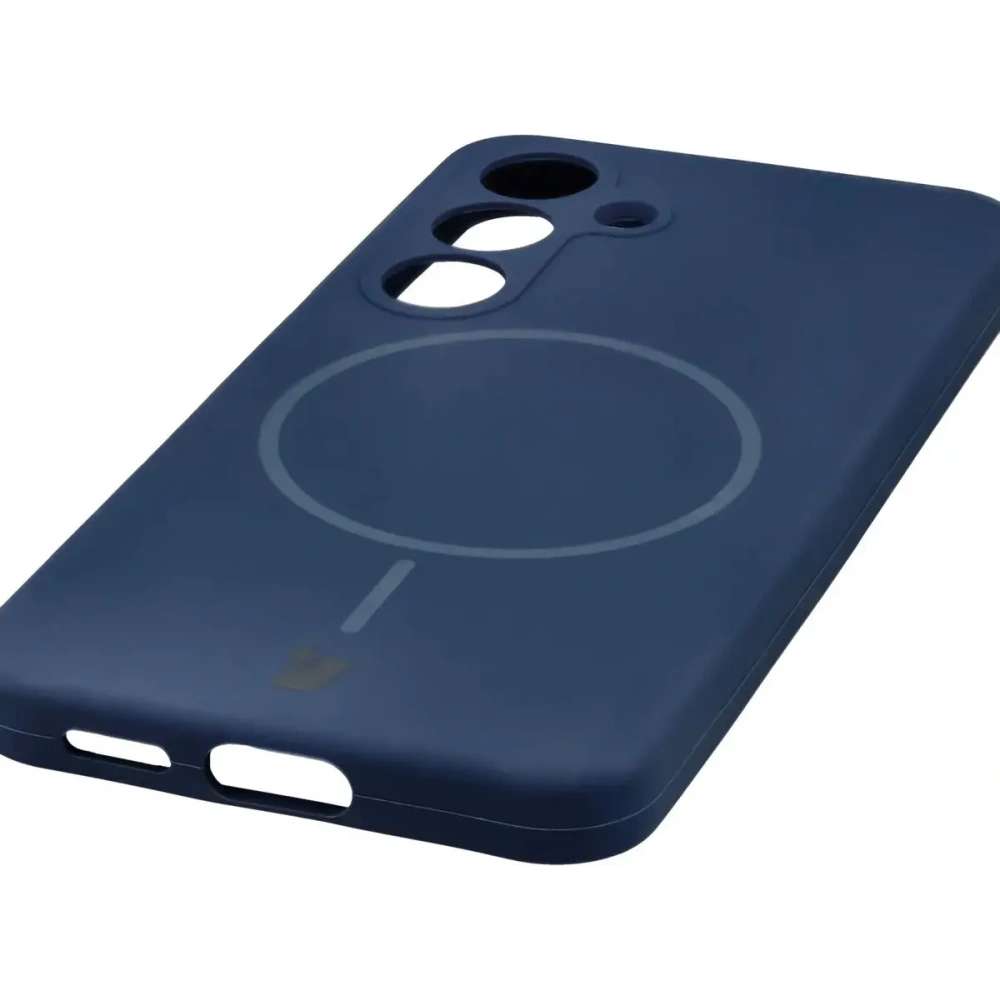 Silikonowe etui z pierścieniem magnetycznym Bizon Soft Case Magnetic do Samsung Galaxy S25 granatowe