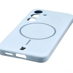 Silikonowe etui z pierścieniem magnetycznym Bizon Soft Case Magnetic do Samsung Galaxy S25 błękitne