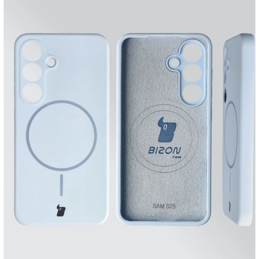 Silikonowe etui z pierścieniem magnetycznym Bizon Soft Case Magnetic do Samsung Galaxy S25 błękitne