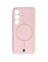 Silikonowe etui z pierścieniem magnetycznym Bizon Soft Case Magnetic do Samsung Galaxy S25 jasnoróżowe
