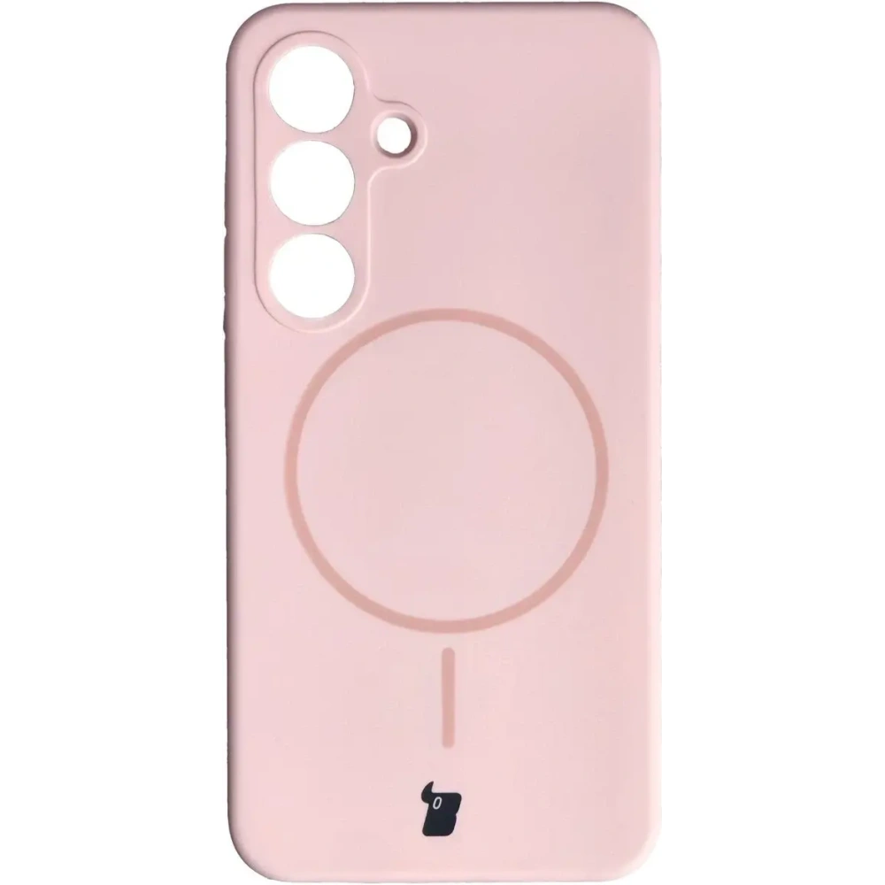 Silikonowe etui z pierścieniem magnetycznym Bizon Soft Case Magnetic do Samsung Galaxy S25 jasnoróżowe