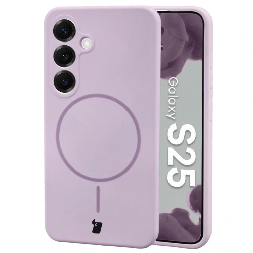 Silikonowe etui z pierścieniem magnetycznym Bizon Soft Case Magnetic do Samsung Galaxy S25 jasnofioletowe