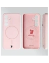 Silikonowe etui z pierścieniem magnetycznym Bizon Soft Case Magnetic do Samsung Galaxy S25 jasnoróżowe