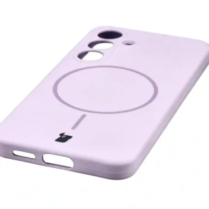 Silikonowe etui z pierścieniem magnetycznym Bizon Soft Case Magnetic do Samsung Galaxy S25 jasnofioletowe