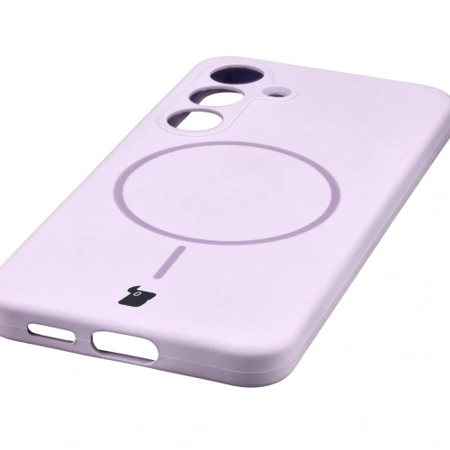 Silikonowe etui z pierścieniem magnetycznym Bizon Soft Case Magnetic do Samsung Galaxy S25 jasnofioletowe