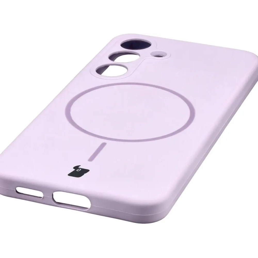 Silikonowe etui z pierścieniem magnetycznym Bizon Soft Case Magnetic do Samsung Galaxy S25 jasnofioletowe