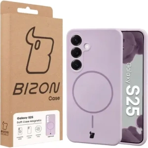 Silikonowe etui z pierścieniem magnetycznym Bizon Soft Case Magnetic do Samsung Galaxy S25 jasnofioletowe
