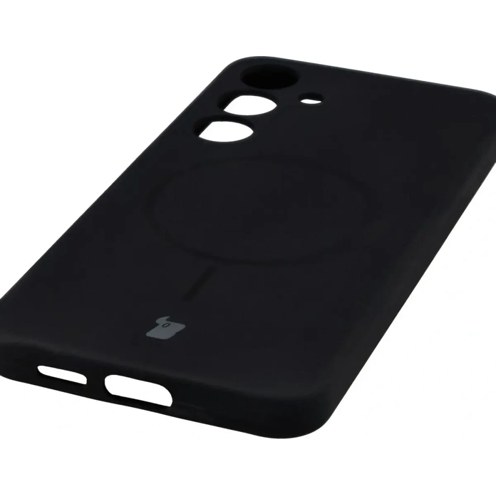 Silikonowe etui z pierścieniem magnetycznym Bizon Soft Case Magnetic do Samsung Galaxy S25+ Plus czarne