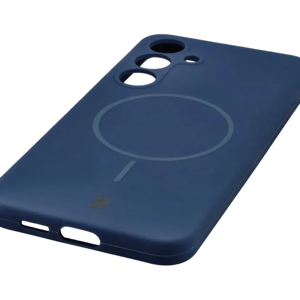 Silikonowe etui z pierścieniem magnetycznym Bizon Soft Case Magnetic do Samsung Galaxy S25+ Plus granatowe