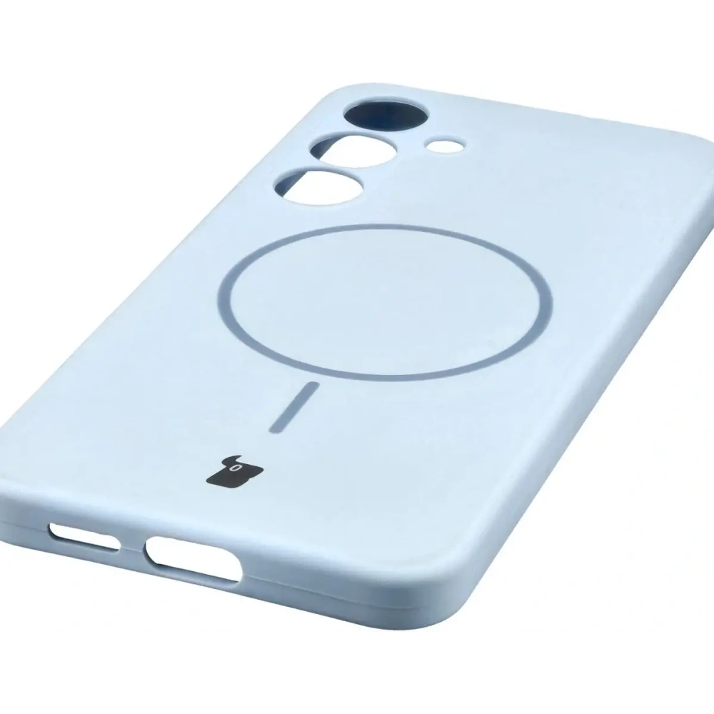 Silikonowe etui z pierścieniem magnetycznym Bizon Soft Case Magnetic do Samsung Galaxy S25+ Plus błękitne