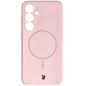 Silikonowe etui z pierścieniem magnetycznym Bizon Soft Case Magnetic do Samsung Galaxy S25+ Plus jasnoróżowe