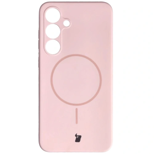 Silikonowe etui z pierścieniem magnetycznym Bizon Soft Case Magnetic do Samsung Galaxy S25+ Plus jasnoróżowe