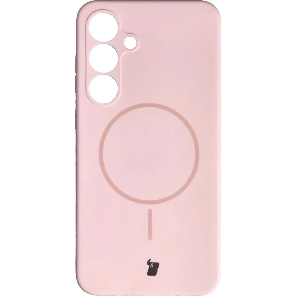 Silikonowe etui z pierścieniem magnetycznym Bizon Soft Case Magnetic do Samsung Galaxy S25+ Plus jasnoróżowe