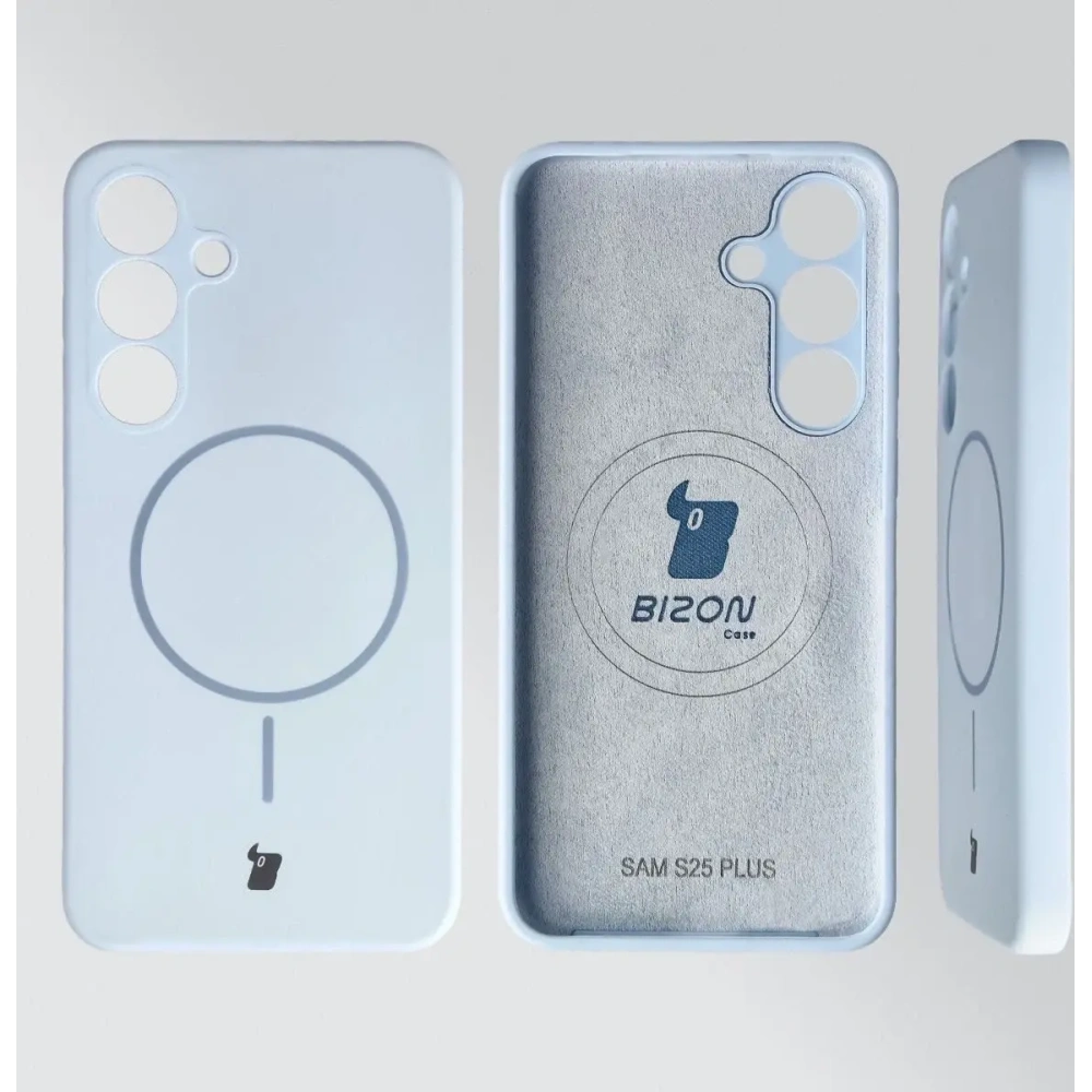 Silikonowe etui z pierścieniem magnetycznym Bizon Soft Case Magnetic do Samsung Galaxy S25+ Plus błękitne