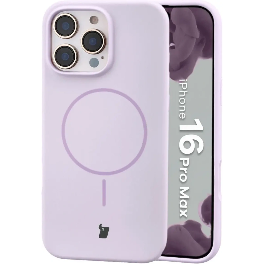 Silikonowe etui z pierścieniem magnetycznym Bizon Soft Case Magnetic do Apple iPhone 16 Pro Max jasnofioletowe
