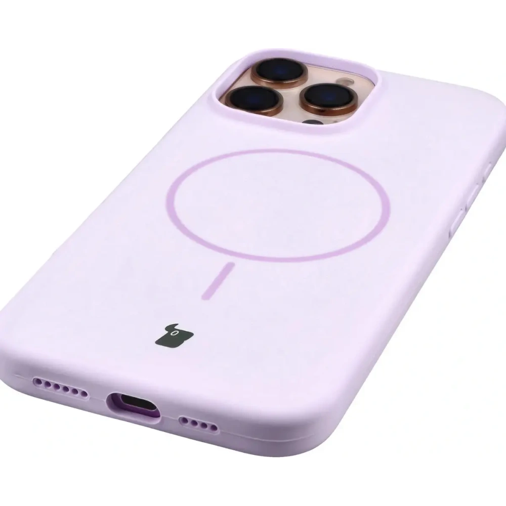 Silikonowe etui z pierścieniem magnetycznym Bizon Soft Case Magnetic do Apple iPhone 16 Pro Max jasnofioletowe