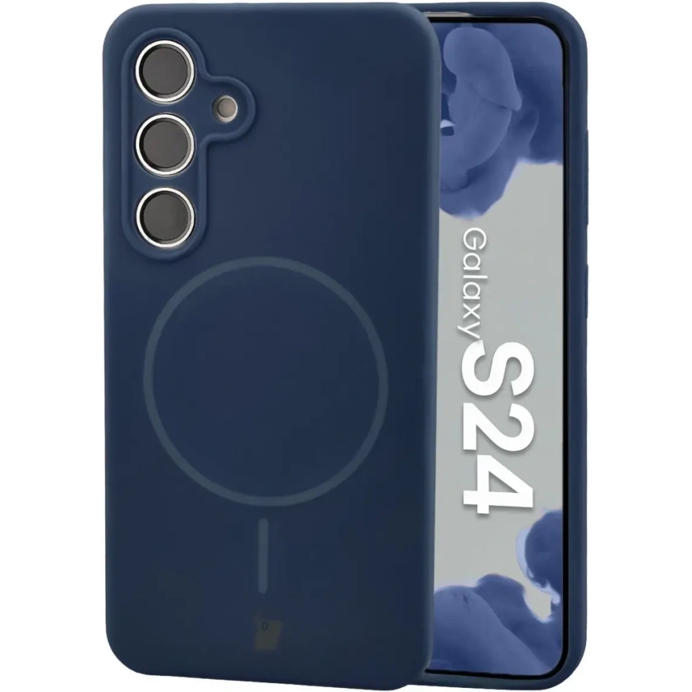 Silikonowe etui z pierścieniem magnetycznym Bizon Soft Case Magnetic do Samsung Galaxy S24 granatowe