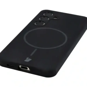Silikonowe etui z pierścieniem magnetycznym Bizon Soft Case Magnetic do Samsung Galaxy S24 czarne