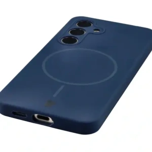 Silikonowe etui z pierścieniem magnetycznym Bizon Soft Case Magnetic do Samsung Galaxy S24 granatowe