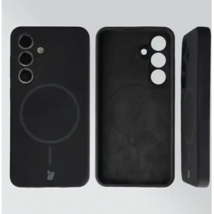 Silikonowe etui z pierścieniem magnetycznym Bizon Soft Case Magnetic do Samsung Galaxy S24 czarne