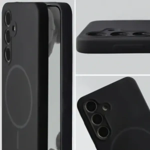Silikonowe etui z pierścieniem magnetycznym Bizon Soft Case Magnetic do Samsung Galaxy S24 czarne