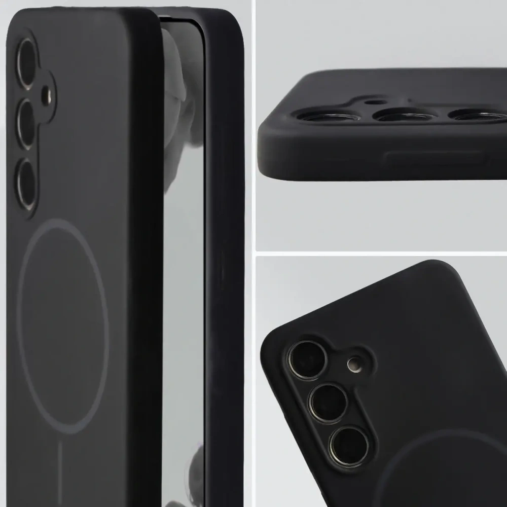 Silikonowe etui z pierścieniem magnetycznym Bizon Soft Case Magnetic do Samsung Galaxy S24 czarne