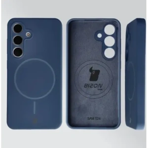 Silikonowe etui z pierścieniem magnetycznym Bizon Soft Case Magnetic do Samsung Galaxy S24 granatowe