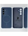 Silikonowe etui z pierścieniem magnetycznym Bizon Soft Case Magnetic do Samsung Galaxy S24 granatowe