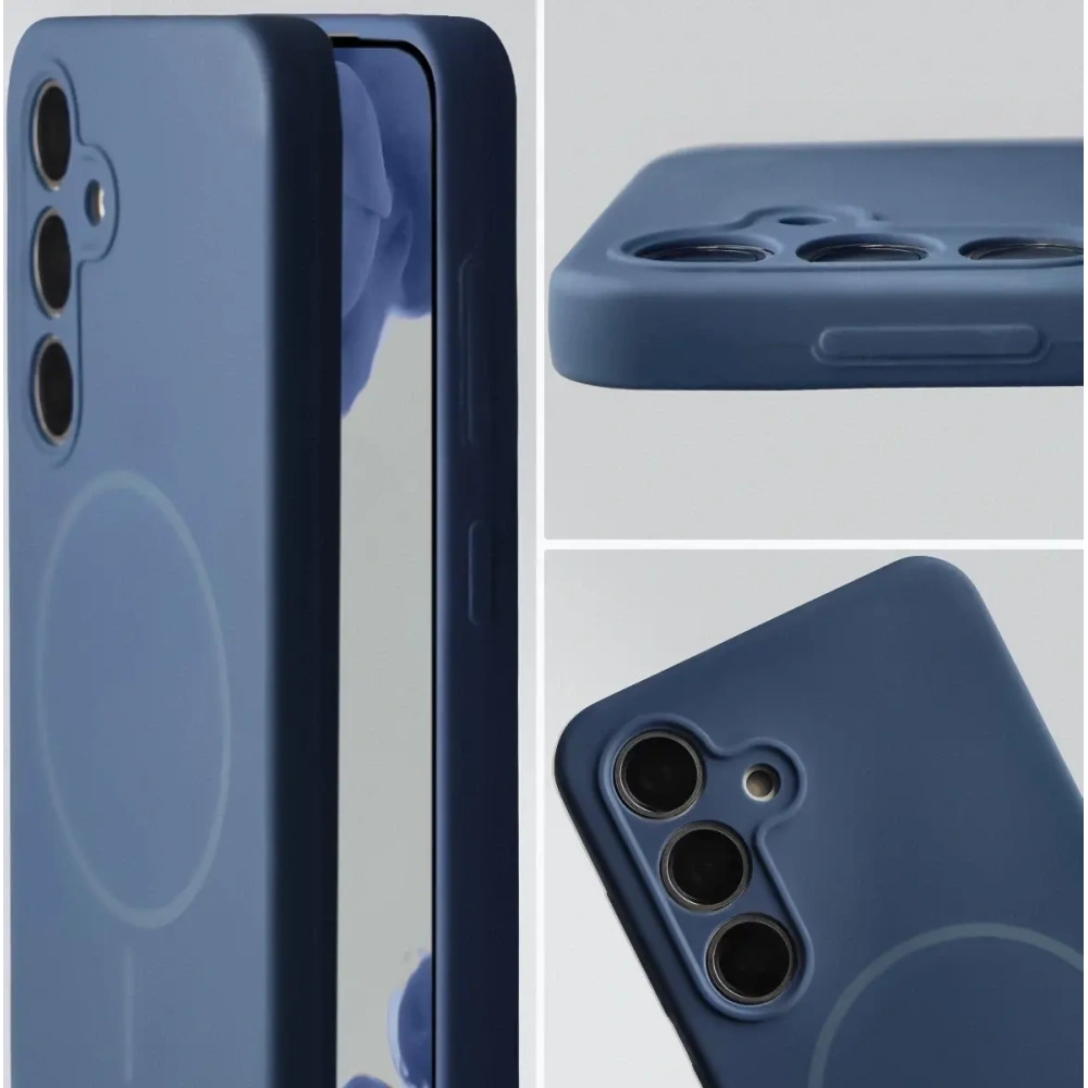 Silikonowe etui z pierścieniem magnetycznym Bizon Soft Case Magnetic do Samsung Galaxy S24 granatowe