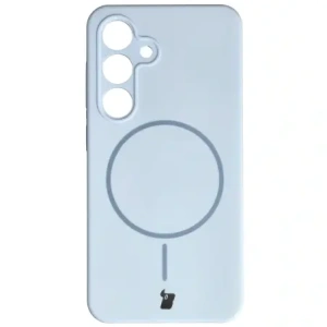 Silikonowe etui z pierścieniem magnetycznym Bizon Soft Case Magnetic do Samsung Galaxy S24 błękitne