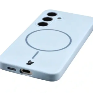Silikonowe etui z pierścieniem magnetycznym Bizon Soft Case Magnetic do Samsung Galaxy S24 błękitne