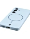 Silikonowe etui z pierścieniem magnetycznym Bizon Soft Case Magnetic do Samsung Galaxy S24 błękitne